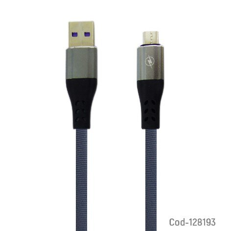 Cable USB A Micro 5 Pin, Datos Y Carga, Punta Metal, Cable Plano, 1 Metro 6 Amper. por mayor - Electronica por mayor