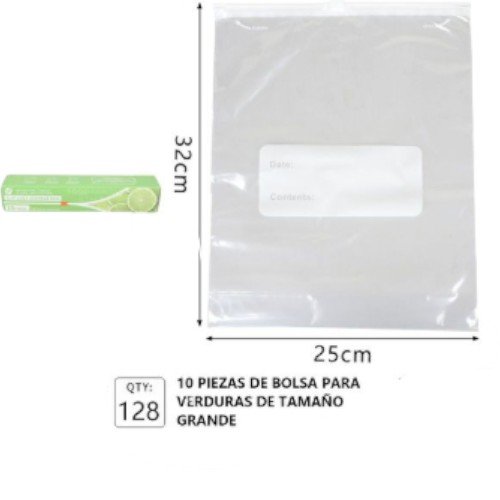Caja de 10 Bolsas Herméticas Reutilizables para Verduras y Alimentos con Panel de Escritura (25cm x 32cm) por mayor - Hogar por mayor