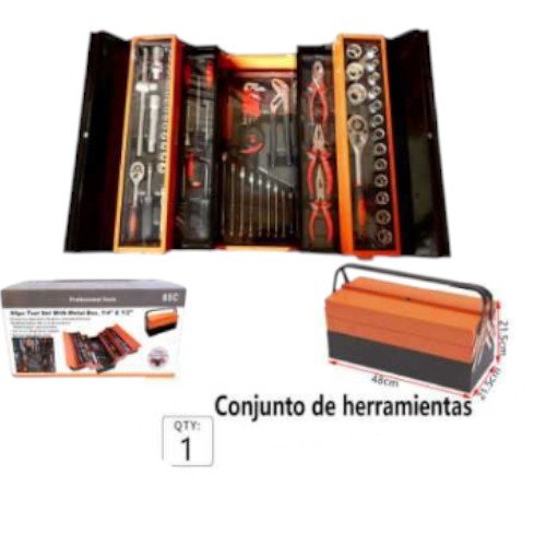 Caja de Herramientas Profesional de 3 Niveles con Kit Completo de Llaves y Pinzas 48cm x 21.5cm x 21.5cm por mayor en Chile