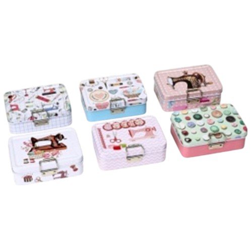 Caja de Lata Rectangular con Cierre Diseño Costura por mayor Hogar por mayor