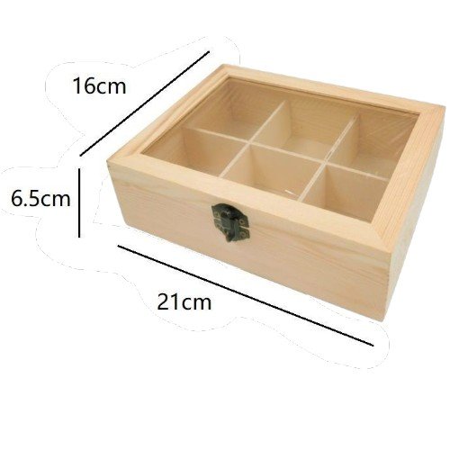 Caja de Madera con 6 Espacios y Tapa de Cristal por mayor - Hogar por mayor