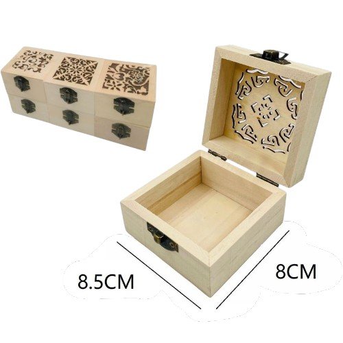 Caja de Madera Cuadrada con Tapa Calada por mayor - Hogar por mayor