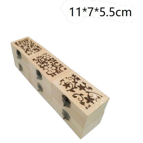 Caja de Madera Rectangular con Diseño Calado Florar por mayor Hogar por mayor