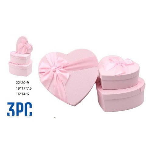 CAJA DE REGALO CORAZON ROSA por mayor - Cotillon por mayor