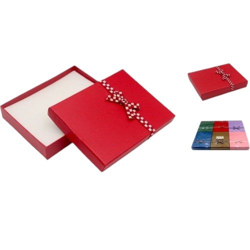 Caja de Regalo Grande con Lazo Decorativo a Cuadros 14 x 18cm por mayor en Chile