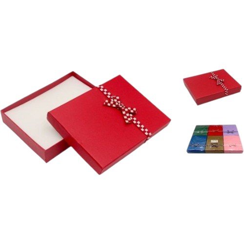 Caja de Regalo Rectangular con Lazo a Cuadros 12 x 16 cm por mayor en Chile