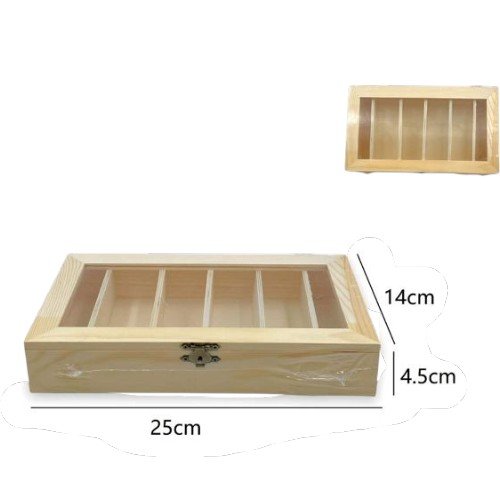 Caja Multiuso de Madera con 6 Compartimentos y Tapa de Vidrio por mayor Hogar por mayor