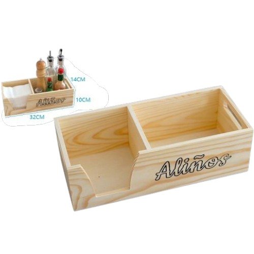 Caja Organizadora de Madera para Aliños y Servilletas por mayor Hogar por mayor