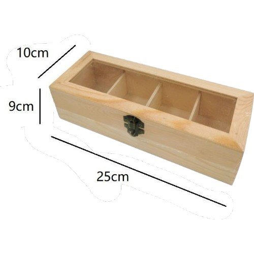 Caja Rectangular de Madera con 4 Divisiones y Tapa de Vidrio por mayor - Hogar por mayor