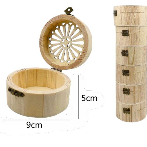  Cajita Circular de Madera con Tapa Calada por mayor Hogar por mayor