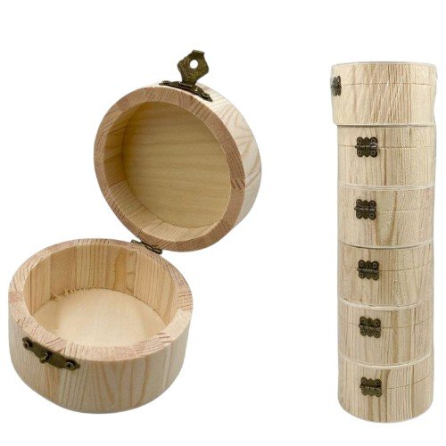 Cajita Circular de Pino Natural Lisa por mayor Hogar por mayor
