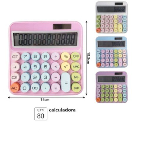 Calculadora de Escritorio CT-2278 con Teclas en Colores Pastel y Pantalla LCD por mayor - Electrónica por mayor