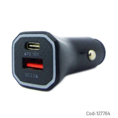 Cargador 1 USB + PD Type-C De 18 Watt. QC-3.0. Colores En Caja. por mayor Electronica por mayor