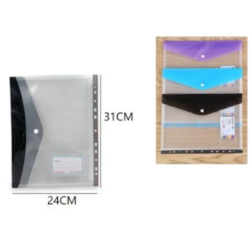 Carpeta de Funda Transparente A4 con Botón y 11 Perforaciones por mayor - Útiles Escolares por mayor