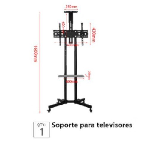 Carrito de Soporte para TV Estándar 1500 Profesional con Ruedas y Estante Ajustable por mayor - Electrónica por mayor