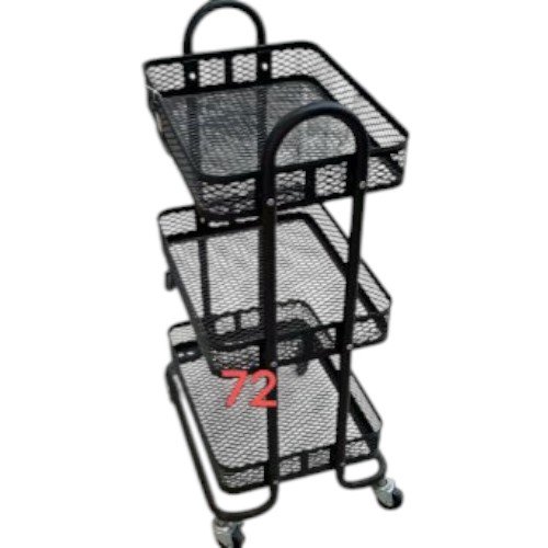 Carrito Organizador Móvil Multiusos de 3 Niveles en Malla Metálica Negra con Ruedas Reforzadas por mayor - Hogar por mayor