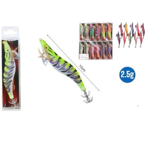 Cebo de Pesca Tipo Camarón con Corona de Anzuelos de 10cm para Captura de Calamar por mayor - Hogar por mayor