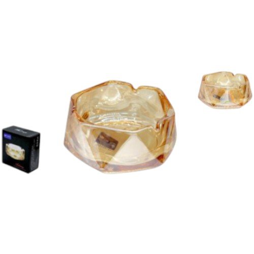 Cenicero de Vidrio Ámbar Redondo Labrado por mayor - Hogar por mayor