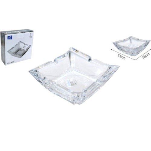 Cenicero de Vidrio Cuadrado con Bordes Puntiagudos 15cm por mayor - Hogar por mayor