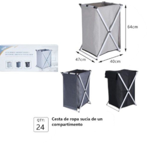 Cesta de Ropa Sucia de un Compartimento con Estructura Plegable en X por mayor - Hogar por mayor