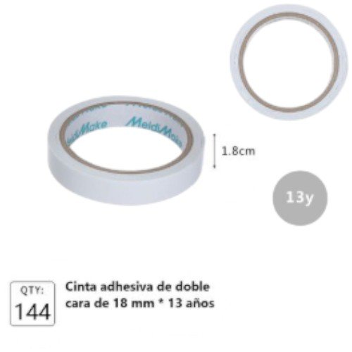 Cinta Adhesiva Doble Cara Transparente de Uso General (18mm x 13 Yardas) por mayor - Útiles Escolares por mayor