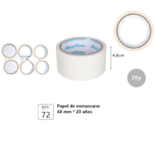 Cinta de Papel para Enmascarar de Alta Precisión 48mm x 20y por mayor Útiles Escolares por mayor