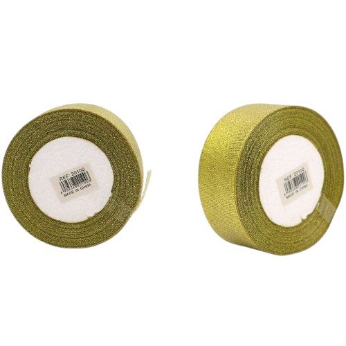 Cinta de Tela Raso Dorado Brillante por mayor - Cotillon por mayor