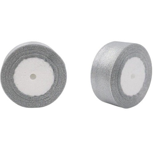 Cinta de Tela Raso Plateado Brillante por mayor - Cotillon por mayor