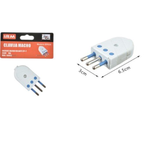 Clavija Macho de Conversión EP-030 - Enchufe Volante Reforzado 10A 250V por mayor - Electrónica por mayor
