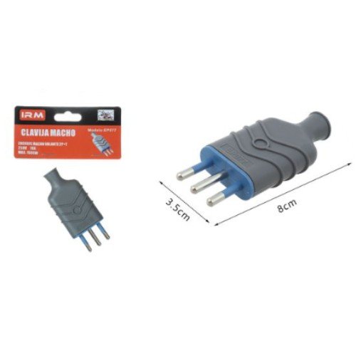 Clavija Macho de Conversión EP077 - Enchufe Volante Reforzado Gris 10A 250V por mayor - Electrónica por mayor