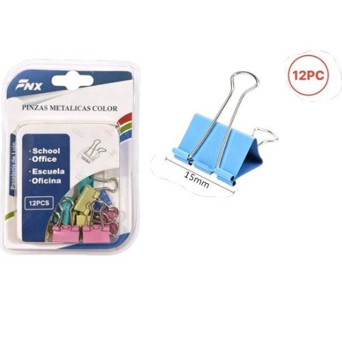 Clip Doble Aprietapapel de Colores 15mm por mayor - Útiles Escolares por mayor