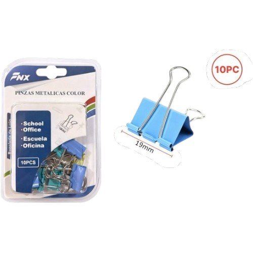 Clip Doble Aprietapapel de Colores 19mm por mayor - Útiles Escolares por mayor