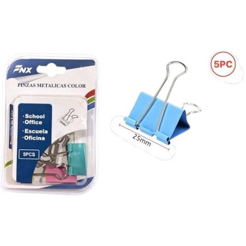 Clip Doble Aprietapapel de Colores 25mm por mayor - Útiles Escolares por mayor