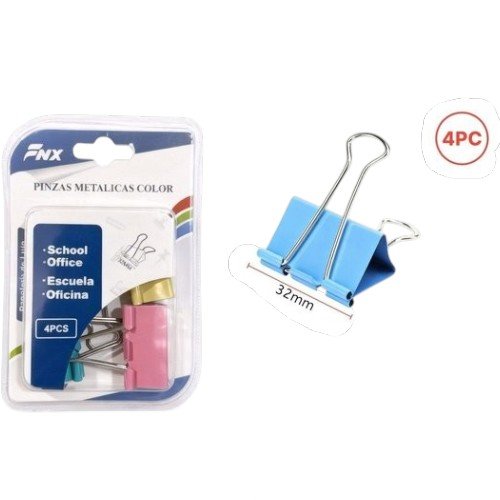 Clip Doble Aprietapapel de Colores 32mm por mayor - Útiles Escolares por mayor