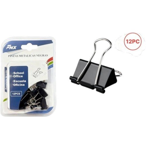 Clip Doble Aprietapapel Negro 15mm por mayor Útiles Escolares por mayor