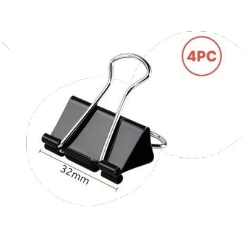 Clip Doble Aprietapapel Negro 32mm por mayor Útiles Escolares por mayor