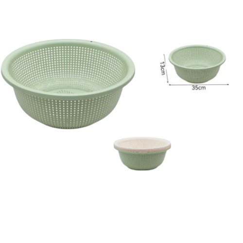 Colador plástico monocolor de 35 cm con diseño de rejilla uniforme y borde reforzado 13 x 35cm por mayor en Chile