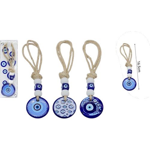 Colgante Decorativo de Cristal Ojo Turco con Cordón de Yute por mayor - Hogar por mayor