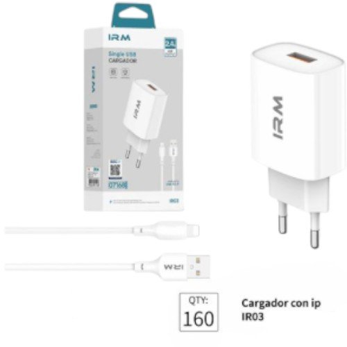 Conjunto de cargadores IR03 IP Apple por mayor Electrónica por mayor