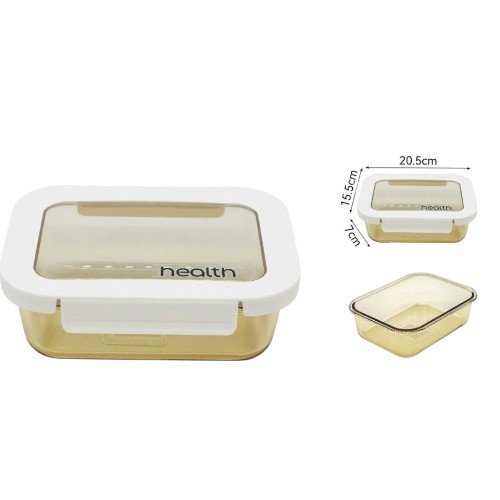 Contenedor de Vidrio Hermético 900ml con Tapa de Borde Blanco  20.5 x 15.5 x 7cm por mayor en Chile