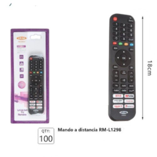 Control Remoto Universal Smart TV RM-L1298 - Mando de Reemplazo Multimedia 18cm por mayor - Electrónica por mayor