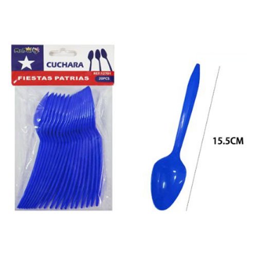 CUCHARA AZUL PLASTICA por mayor - Fiestas-Patrias por mayor