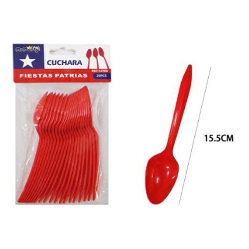 CUCHARA ROJA PLASTICA por mayor - Fiestas-Patrias por mayor