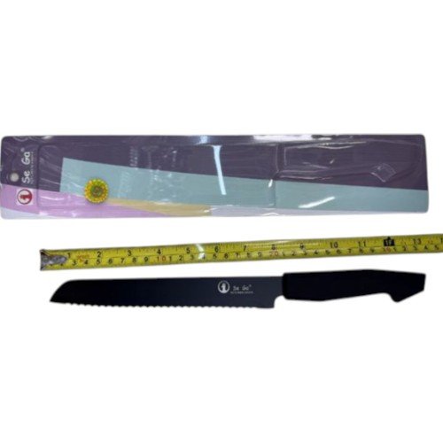 Cuchillo para Pan Profesional de 8 Pulgadas con Hoja de Acero Negro y Filo Dentado por mayor Hogar por mayor