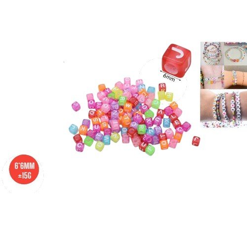 Cuentas Cuadradas con Letras Colores Translúcidos por mayor - Cotillon por mayor