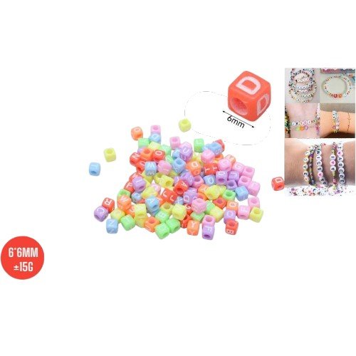 Cuentas Cuadradas con Letras de Colores Opacos por mayor - Cotillon por mayor