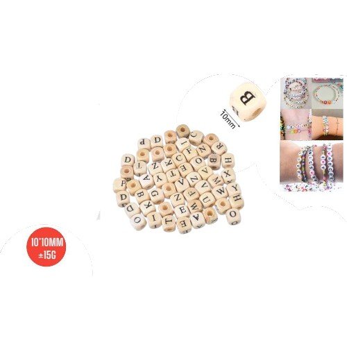 Cuentas Cuadradas de Madera con Letras por mayor - Cotillon por mayor