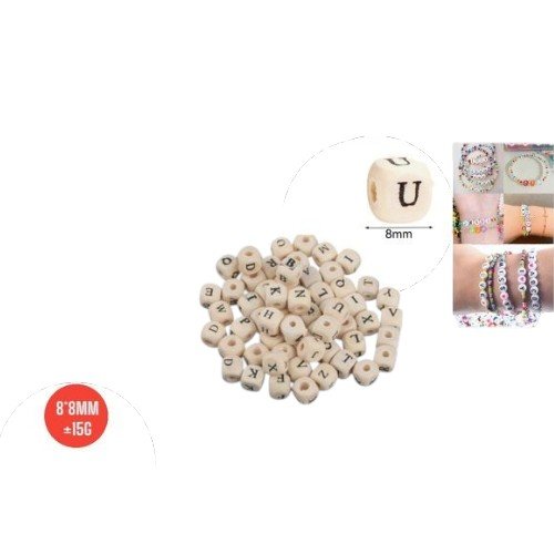 Cuentas Cuadradas de Madera con Letras por mayor - Cotillon por mayor