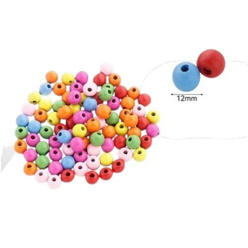 Cuentas de madera multicolores para bisutería y diseño 11 x 12mm por mayor en Chile