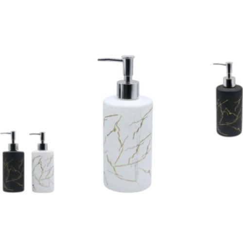 Dispensador de Jabón Líquido 500ml Efecto Mármol con Dosificador Cromado por mayor Hogar por mayor